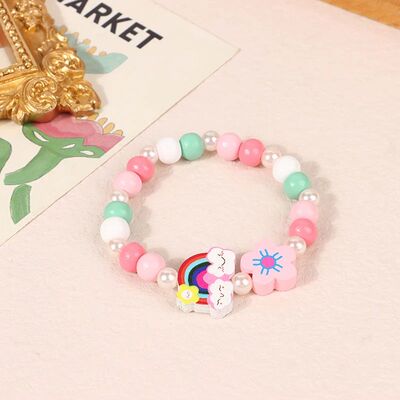 50Pcs Cartoon Wooden Beads Bracelet For Children Girl Baby S