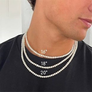 Necklace Round Beaded Men Chain Pearl Clavicle Neckl