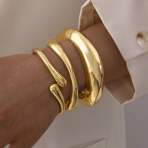 Gold Color Minimalist Chunky Bracelets For WomenElegant Wate