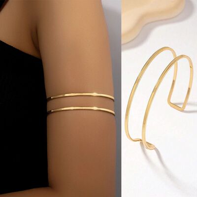 Vintage Simple Upper Arm Cuff Bracelet Glossy Gold Plated Me