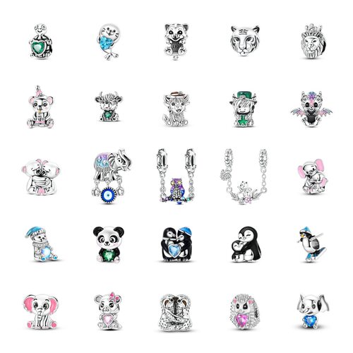 Animal Tiger Lion Pendant Bead Accessories Silver Plated
