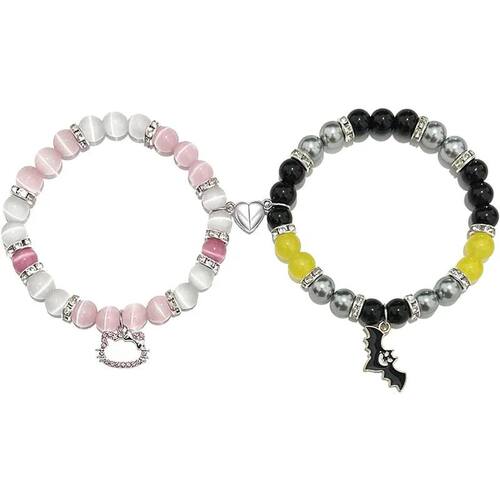 2Pcs Halloween Spider Cat Bat Couple Bracelets For Women Men