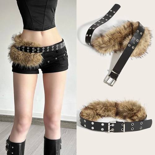 Luxury Designer fake Furry Y2k Belt Subculture Autumn Winter