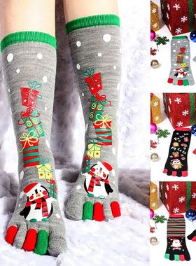NewWomen Funny Cartoon Printed Toe Socks Cotton Five Fingers