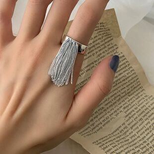 Vintage Long Chain Tassel Ring for Women Design Creativity E