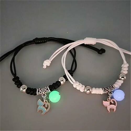 Luminous Beads Star Couple Bracelet For Women Men Charm Cat