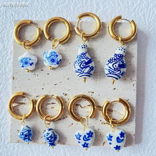New Chinese style ceramic multi-style earrings Classic fashi