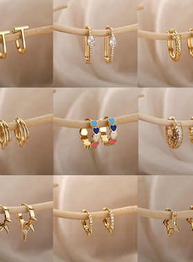 Aesthetic Stainless Steel Hoop Earrings For Women Gold Color
