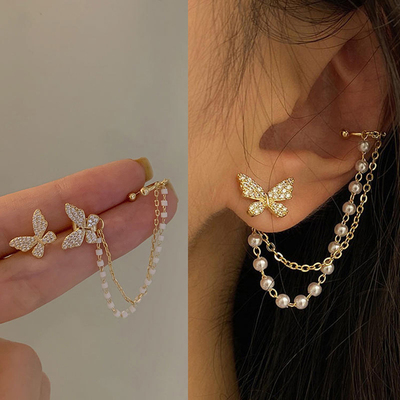 Elegant Cute Rhinestone Butterfly Stud Earrings For Women Gi