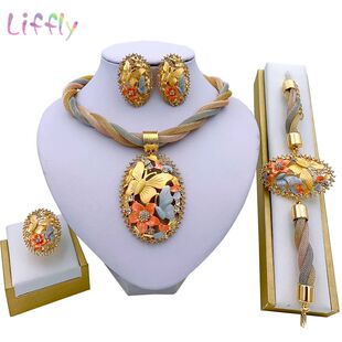 Necklace Dubai Gold Plated Jewelry Set for Women Wedding Bri