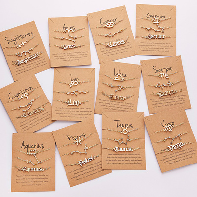 3pcs/set 12 Zodiac Sign Constellation Let Charm Bracelet Wom