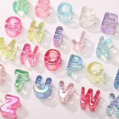 5Pcs Mixed Color Iridescent Acrylic Letter Beads Loose Space