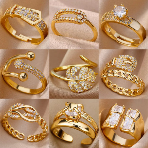 Gold Plated Full Diamond Open End Ring for Women