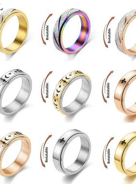 Rose Gold Stainless Steel Anxiety Ring Women Men Fidgets Spi