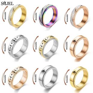 Rose Gold Stainless Steel Anxiety Ring Women Men Fidgets Spi
