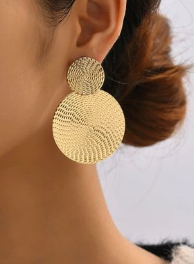 Aretes De Mujer Bohemia Trendy Geometric Metal Round Earring