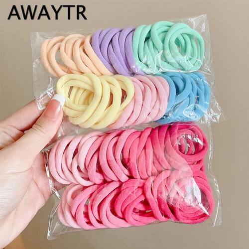 50PCS Colorful Ealstic Hair Rope Ponytail Hold Scrunchie Rub