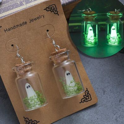 Halloween Adopt A Ghost Tiny Glow Earrings Cute Drifting Bot