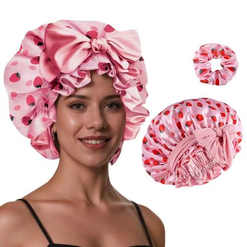Silk Bonnet for Sleeping Women, Printing Satin Hair Shower C