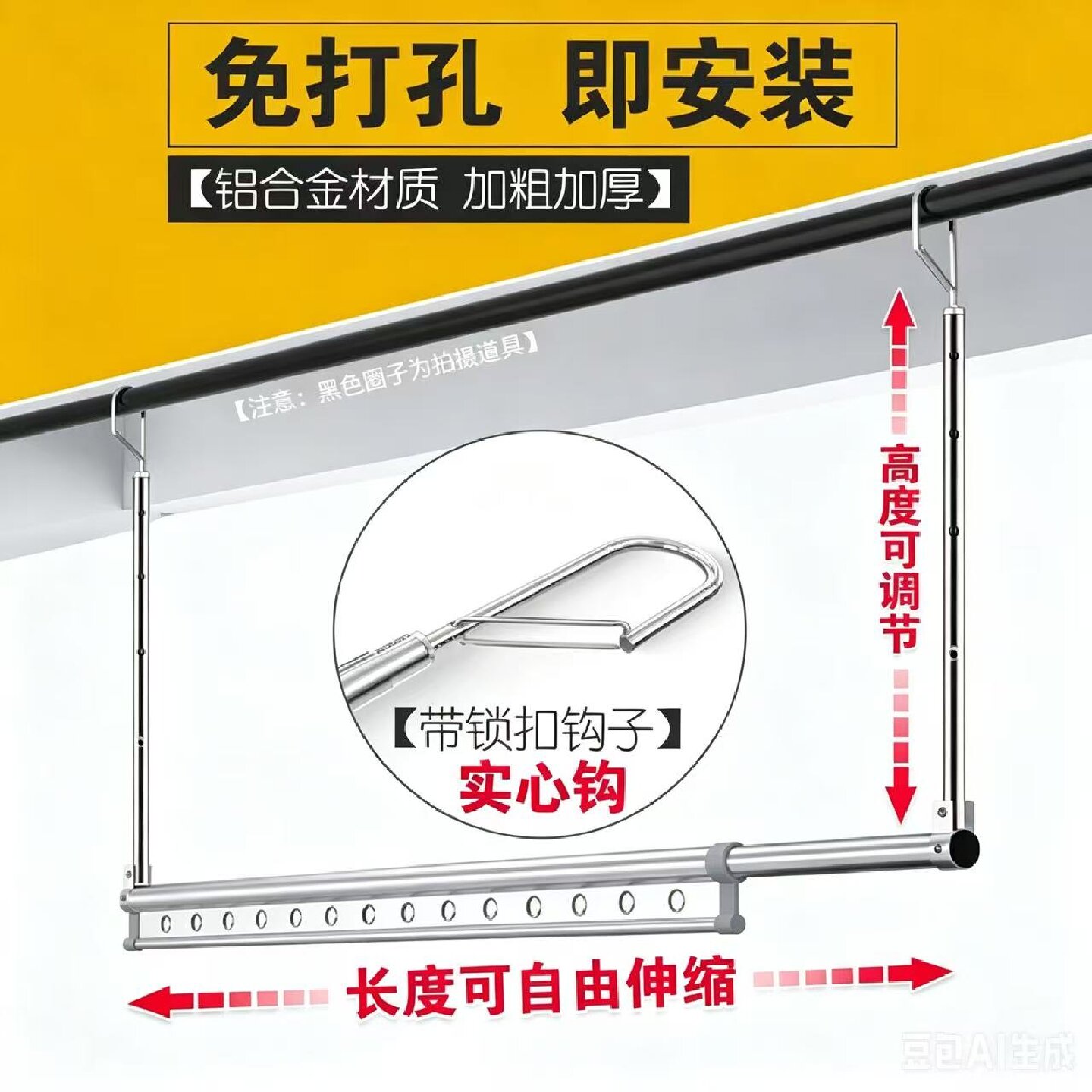 铝合金晾被神器免打孔防风钩防锈
