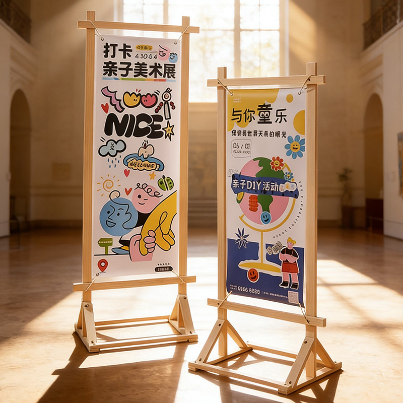 实木质门型展架80x180户外广告牌展示牌立式招聘易拉宝海报架定制