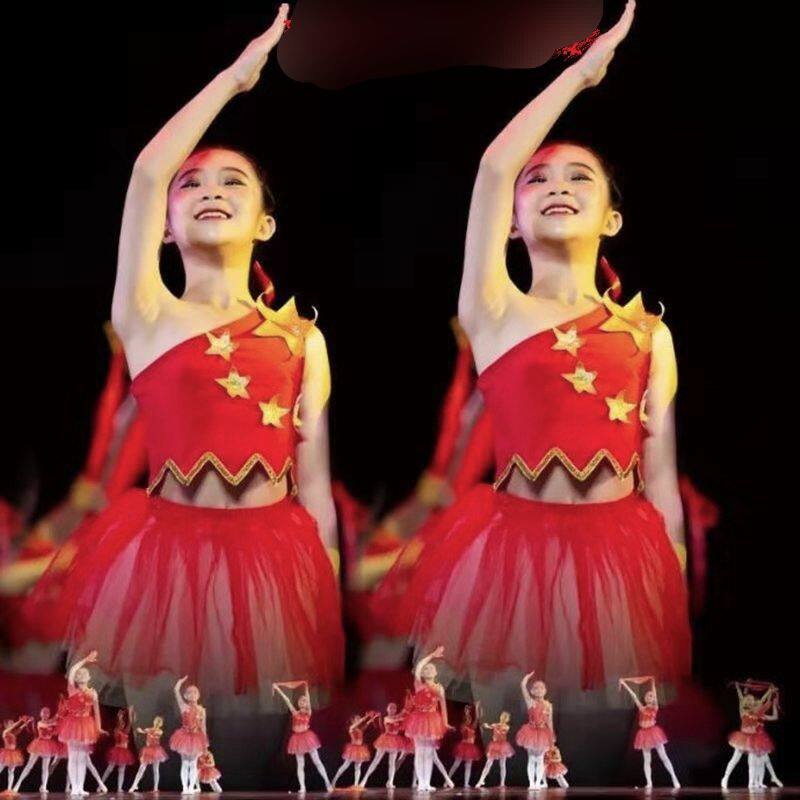 六一儿童演出服国旗小小角红色蓬蓬裙幼儿园舞蹈服我的祖国合唱服