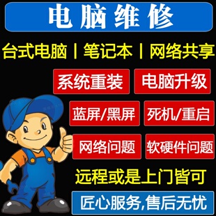 组装电脑维修安装维护升级上门远程台式机笔记本双系统网络黑平果