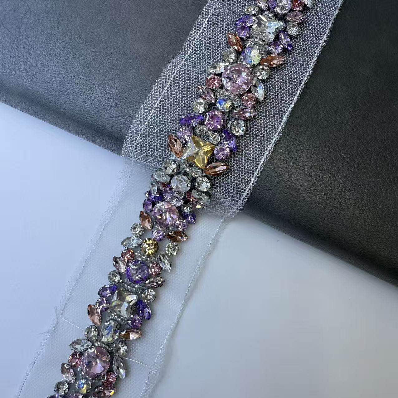 新款奢华重工水钻米珠花边织带手工DIY服装衣边领子饰品装饰辅料