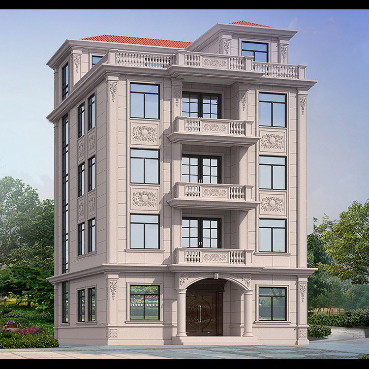 五层欧式别墅施工图 五层欧式别墅设计图纸效果图 自建房设计