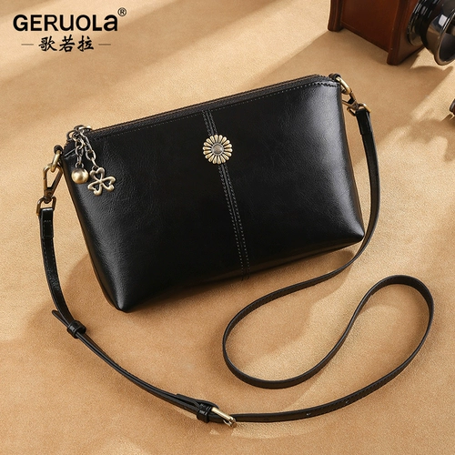 Сумка через плечо, сумка на одно плечо для матери, черная небольшая сумка, из натуральной кожи