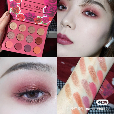 美国现货colorpop卡拉泡泡Fem Rosa 12色眼影盘 玫瑰盘 she眼影盘