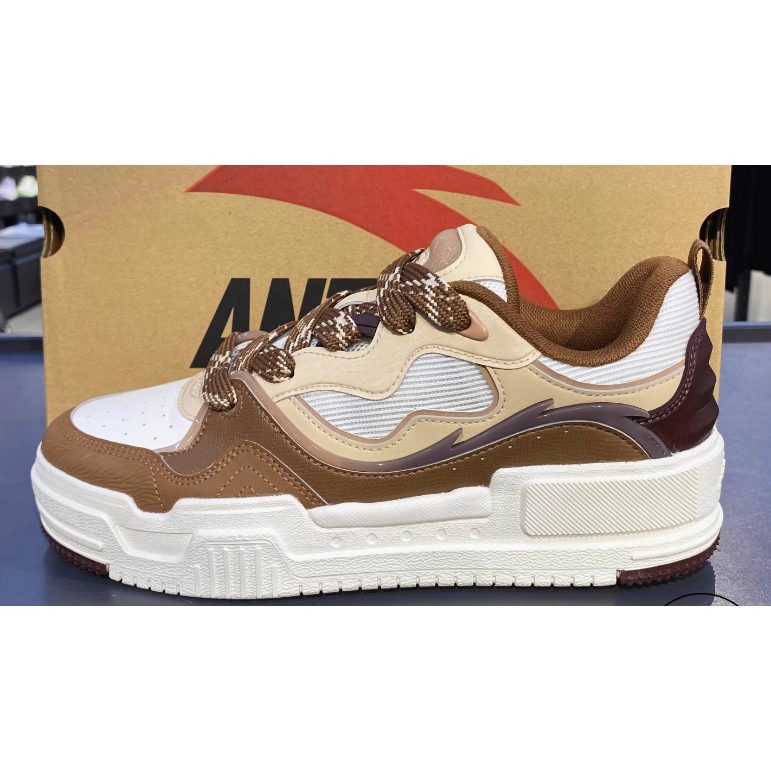 安踏正品男鞋2025秋新款凹凸透气休闲经典厚底运动板鞋112538078