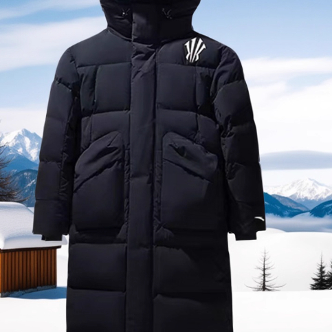 安踏正品欧文长款连帽羽绒服2025春新男女同款保暖外套172511901