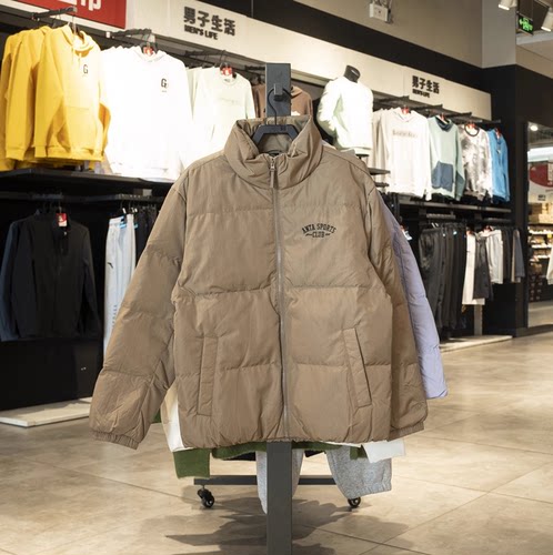 安踏正品男速暖羽绒面包服2024冬新款立领防泼水羽绒服152448907