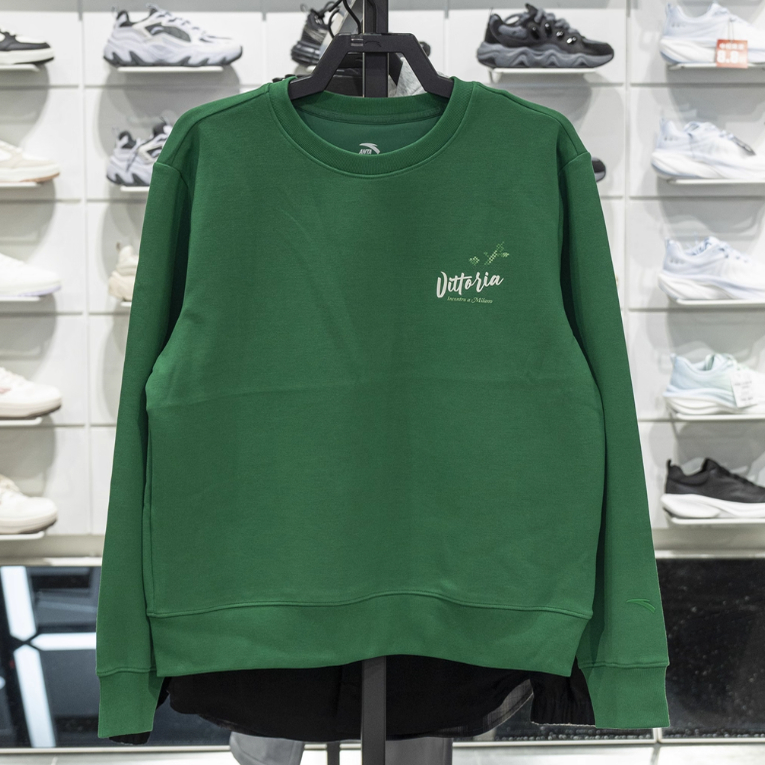 安踏正品女装2025冬新款针织潮生活运动套头衫圆领卫衣162548714