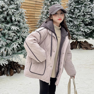 女童秋冬款二棉外套夹棉加厚儿童棉衣洋气女大童冬季假两件棉服潮