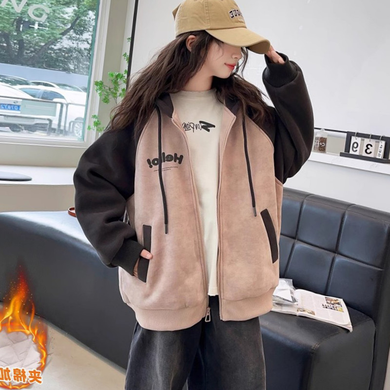 女童秋冬二棉外套儿童美式棒球服2025新款中大童洋气加厚连帽上衣