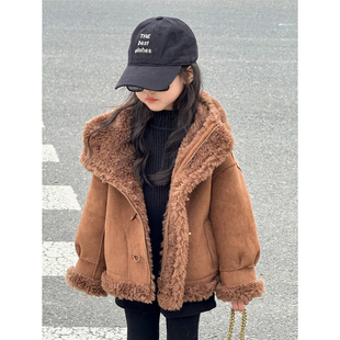 儿童羊羔毛皮草外套男女童100%全羊毛复合皮毛一体两面穿毛毛大衣