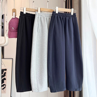 女童花边弯刀裤春秋2025新款儿童加绒裤子秋装女孩宽松休闲裤洋气