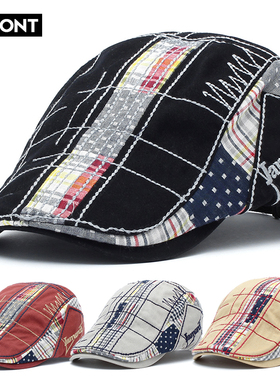 JAMONT帽子男春夏纯棉贝雷帽女鸭舌帽出游休闲画家帽秋字母前进帽
