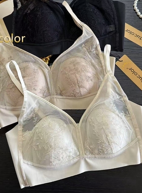 tutucolor春夏蕾丝法式水晶透气杯薄款无痕冰丝文胸打底吊带7245