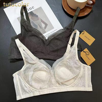 tutucolor超薄蕾丝夏季上托聚拢兔耳杯内衣大胸显小Bra文胸80133