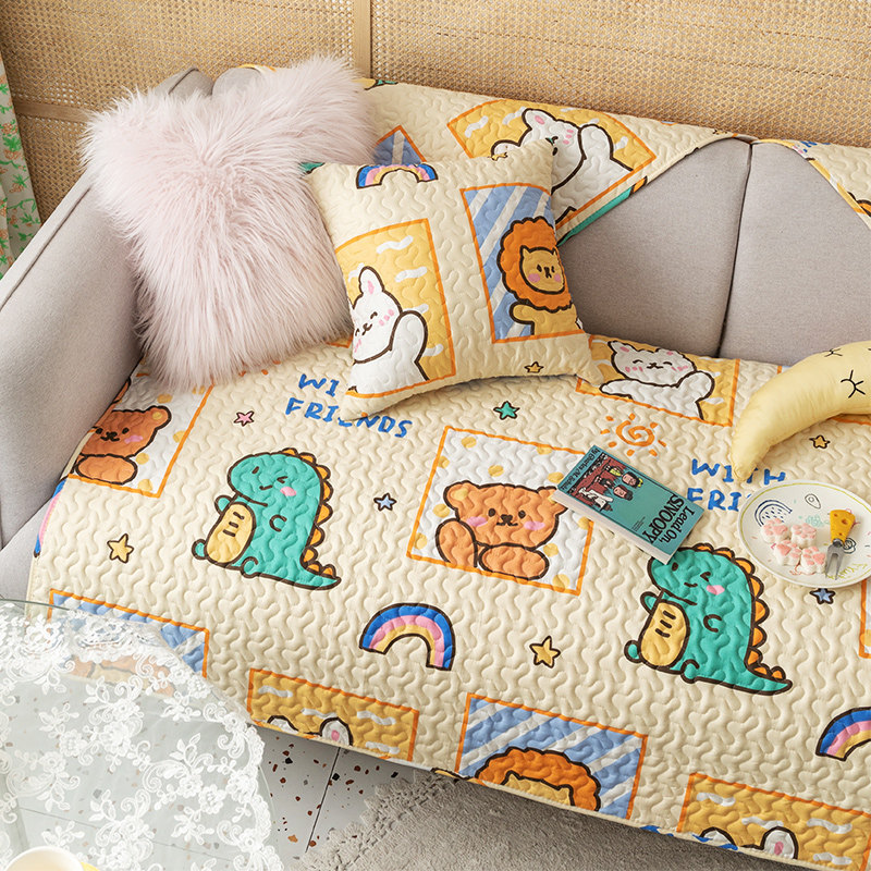 北欧卡通ins纯棉全棉沙发垫组合四季通用沙发套罩盖巾防滑可机洗,居家布艺,沙发垫,淘宝优惠券,粉丝福利购,淘宝优惠卷