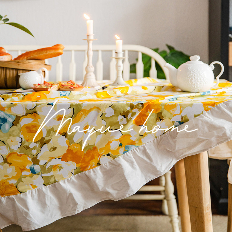 蔓越家 法式ins风复古高级感餐桌布床头柜茶几卧室梳妆台台布桌布