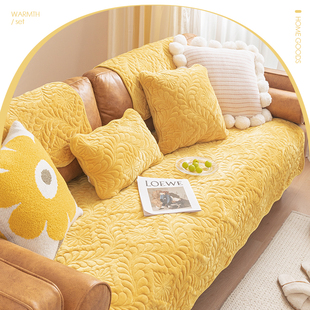 蔓越家 秋冬款复古绒面绣花客厅沙发垫加厚沙发巾靠背巾毛绒坐垫