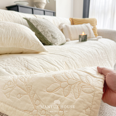 蔓越家水洗全棉沙发盖布坐垫子