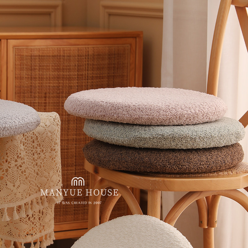 蔓越家 奶油色羊羔绒圆形记忆棉坐垫飘窗慢回弹办公室椅垫圆垫子,居家布艺,椅垫,淘宝优惠券,粉丝福利购,淘宝优惠卷