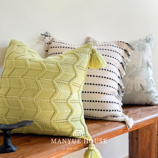 蔓越家 自然侘寂风棉麻提花抱枕靠垫沙发腰靠枕靠背抱枕套不含芯