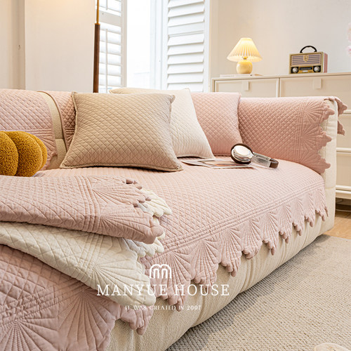 蔓越家ins粉色水洗棉沙发垫坐垫