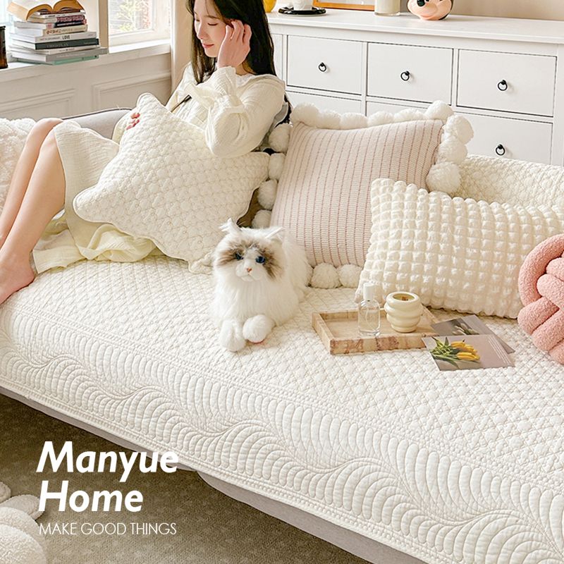 水洗棉白色绗缝ins风沙发布